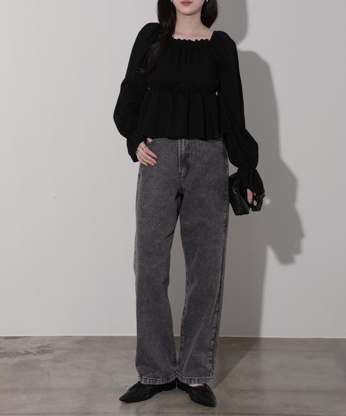 nouvellemoi(ヌーベルモイ)の「デニムストレートパンツ(デニムパンツ・レディース・ブラック/サックスブルー/ブルー/インディゴブルー・M)」の15枚目の写真