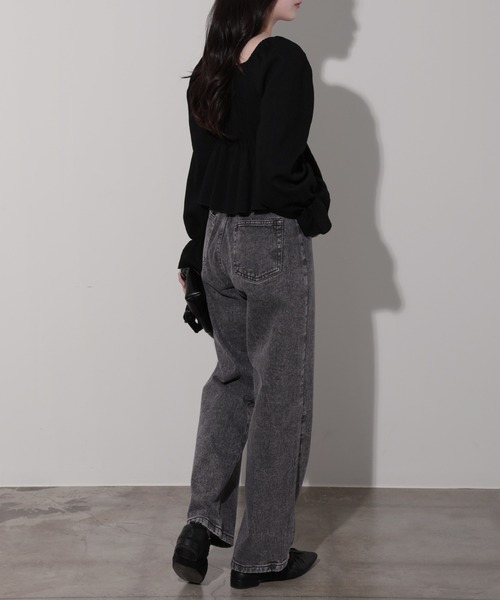 nouvellemoi(ヌーベルモイ)の「デニムストレートパンツ(デニムパンツ・レディース・ブラック/サックスブルー/ブルー/インディゴブルー・M)」の16枚目の写真