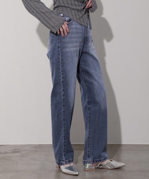 nouvellemoi(ヌーベルモイ)の「デニムストレートパンツ(デニムパンツ・レディース・ブラック/サックスブルー/ブルー/インディゴブルー・M)」の17枚目の写真