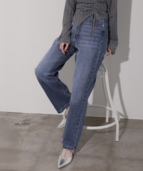 nouvellemoi(ヌーベルモイ)の「デニムストレートパンツ(デニムパンツ・レディース・ブラック/サックスブルー/ブルー/インディゴブルー・M)」の18枚目の写真