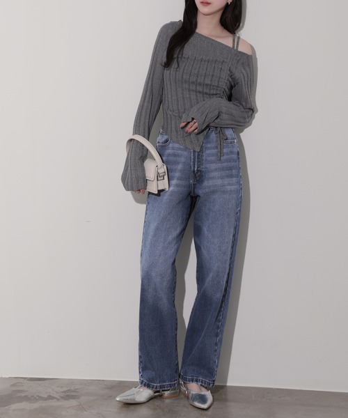 nouvellemoi(ヌーベルモイ)の「デニムストレートパンツ(デニムパンツ・レディース・ブラック/サックスブルー/ブルー/インディゴブルー・M)」の19枚目の写真