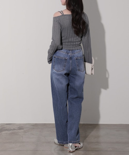 nouvellemoi(ヌーベルモイ)の「デニムストレートパンツ(デニムパンツ・レディース・ブラック/サックスブルー/ブルー/インディゴブルー・M)」の20枚目の写真