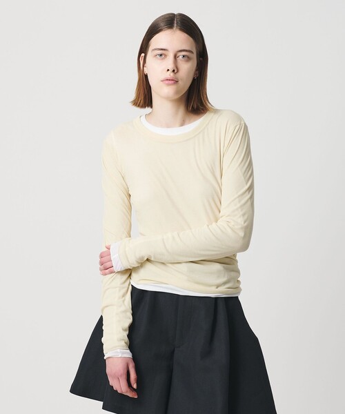 AEWEN MATOPH(イウエン マトフ)の「<AEWEN MATOPH>シアークルーネック ロングスリーブカットソー(Tシャツ/カットソー・レディース・ブラック/ホワイト/イエロー・FREE)」の1枚目の写真