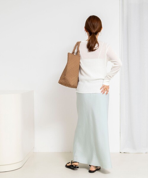 NOLLEY’S(ノーリーズ)の「《手洗い可能》ギマポリコットンワッフルヘンリーネックプルオーバー(ニット/セーター・レディース・グレイッシュベージュ/ブラック/ホワイト・FREE)」の6枚目の写真