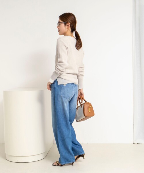 NOLLEY’S(ノーリーズ)の「《手洗い可能》ギマポリコットンワッフルヘンリーネックプルオーバー(ニット/セーター・レディース・グレイッシュベージュ/ブラック/ホワイト・FREE)」の14枚目の写真