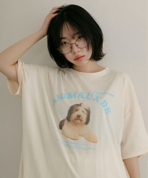 PILIT（ピリット）の「dog×logo tee（Tシャツ/カットソー・レディース・アイボリー/オフホワイト・MEDIUM）」の2枚目の写真