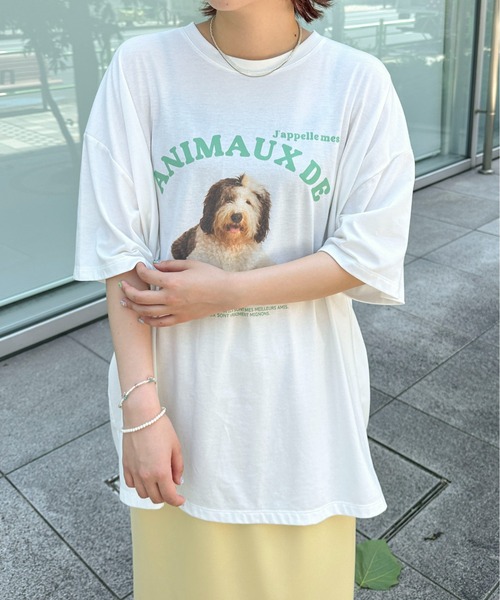 PILIT(ピリット)の「dog×logo tee(Tシャツ/カットソー・レディース・アイボリー/オフホワイト・MEDIUM)」の7枚目の写真
