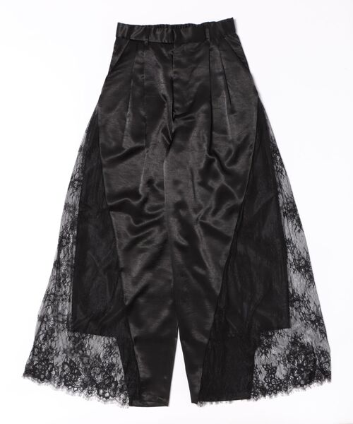 STYLEBLOCK（スタイルブロック）の「サテン×レース切替タックパンツ（その他パンツ・レディース・ブラック/ホワイト/カーキ・M）」の3枚目の写真