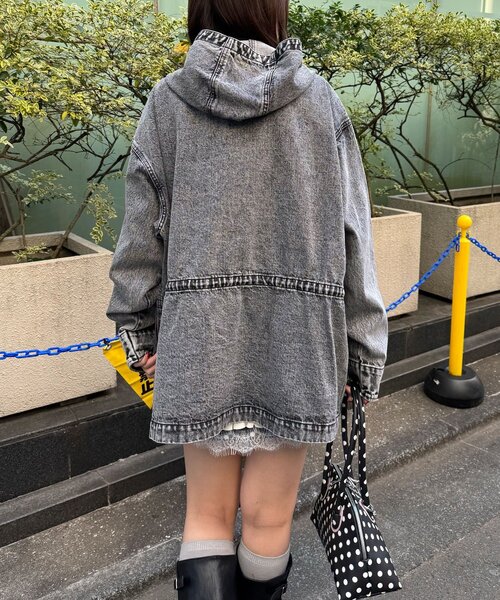 CIAOPANIC(チャオパニック)の「【ANTI WARP /アンチワープ】デニムスモッグフーディジャケット(デニムジャケット・レディース・ブラウン/インディゴブルー/イエロー/ブラック・FREE)」の7枚目の写真