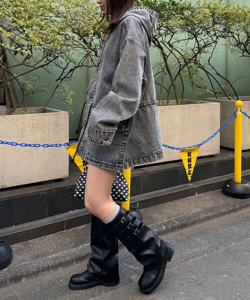 CIAOPANIC(チャオパニック)の「【ANTI WARP /アンチワープ】デニムスモッグフーディジャケット(デニムジャケット・レディース・ブラウン/インディゴブルー/イエロー/ブラック・FREE)」の10枚目の写真