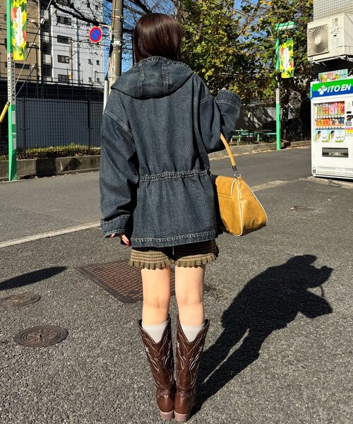 CIAOPANIC(チャオパニック)の「【ANTI WARP /アンチワープ】デニムスモッグフーディジャケット(デニムジャケット・レディース・ブラウン/インディゴブルー/イエロー/ブラック・FREE)」の16枚目の写真