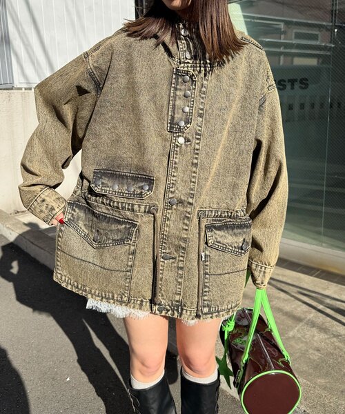 CIAOPANIC(チャオパニック)の「【ANTI WARP /アンチワープ】デニムスモッグフーディジャケット(デニムジャケット・レディース・ブラウン/インディゴブルー/イエロー/ブラック・FREE)」の18枚目の写真