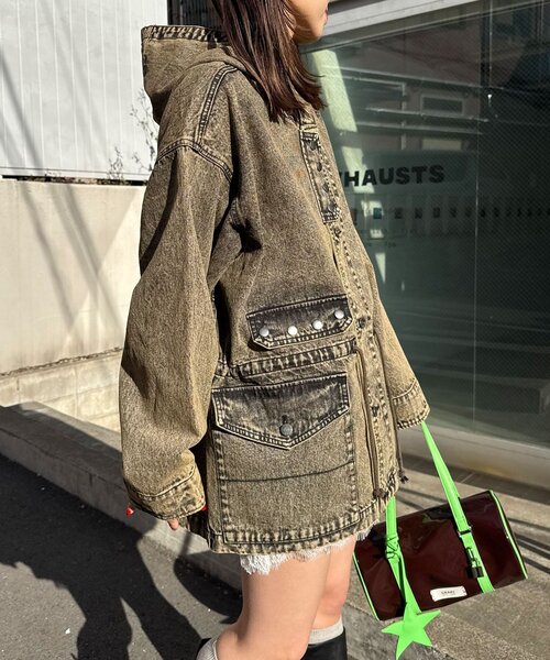 CIAOPANIC(チャオパニック)の「【ANTI WARP /アンチワープ】デニムスモッグフーディジャケット(デニムジャケット・レディース・ブラウン/インディゴブルー/イエロー/ブラック・FREE)」の20枚目の写真