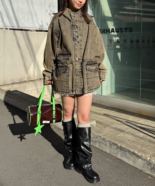 CIAOPANIC(チャオパニック)の「【ANTI WARP /アンチワープ】デニムスモッグフーディジャケット(デニムジャケット・レディース・ブラウン/インディゴブルー/イエロー/ブラック・FREE)」の22枚目の写真