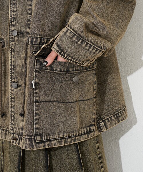 CIAOPANIC(チャオパニック)の「【ANTI WARP /アンチワープ】デニムスモッグフーディジャケット(デニムジャケット・レディース・ブラウン/インディゴブルー/イエロー/ブラック・FREE)」の9枚目の写真