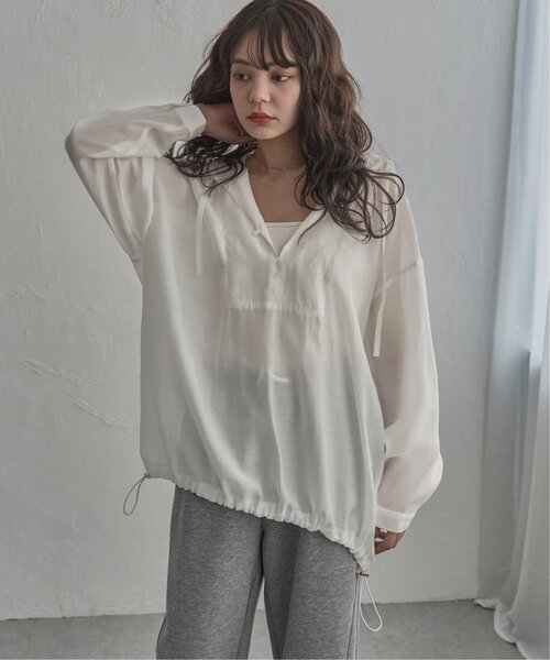 notch.(ノッチ)の「シアーアノラックシャツ(シャツ/ブラウス・レディース・ホワイト/ベージュ/ネイビー・M)」の19枚目の写真