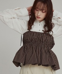 W:Huku（フーク）の「【W:Huku / ブロードストライプ】ペプラム キャミソール / Broad-Striped Peplum Camisole（キャミソール）」