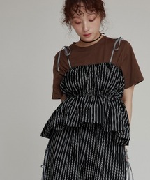 W:Huku（フーク）の「【W:Huku / ブロードストライプ】ペプラム キャミソール / Broad-Striped Peplum Camisole（キャミソール）」