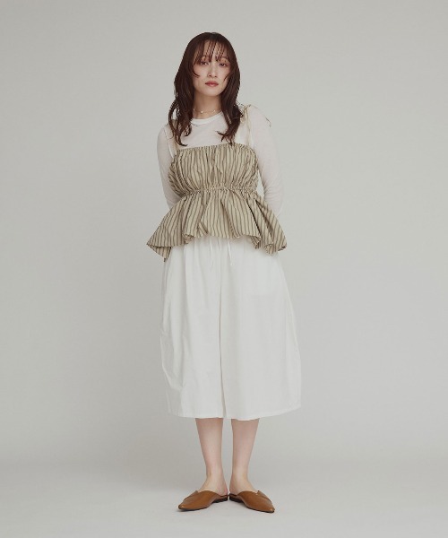 W:Huku(フーク)の「【W:Huku / ブロードストライプ】ペプラム ビスチェ キャミソール / Broad-Striped Peplum Camisole(キャミソール・レディース・ブラック/ブラウン/ブルー/ベージュ・FREE)」の6枚目の写真