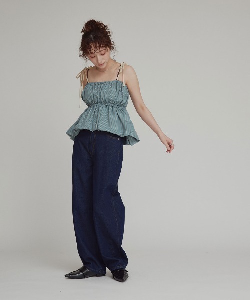 W:Huku(フーク)の「【W:Huku / ブロードストライプ】ペプラム ビスチェ キャミソール / Broad-Striped Peplum Camisole(キャミソール・レディース・ブラック/ブラウン/ブルー/ベージュ・FREE)」の9枚目の写真