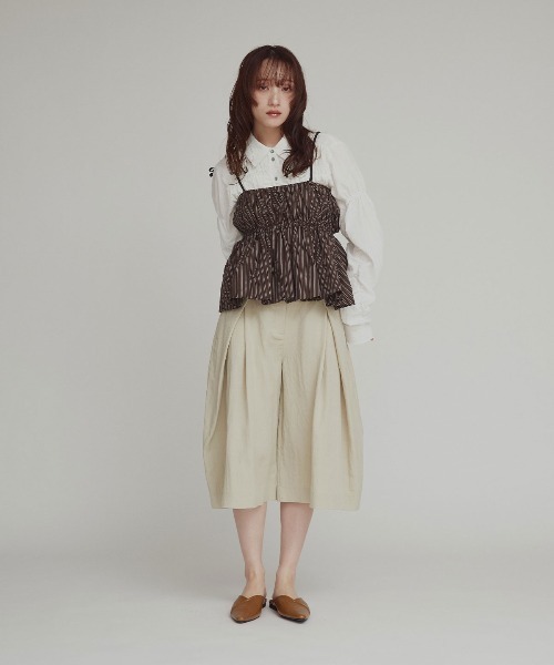 W:Huku(フーク)の「【W:Huku / ブロードストライプ】ペプラム ビスチェ キャミソール / Broad-Striped Peplum Camisole(キャミソール・レディース・ブラック/ブラウン/ブルー/ベージュ・FREE)」の10枚目の写真