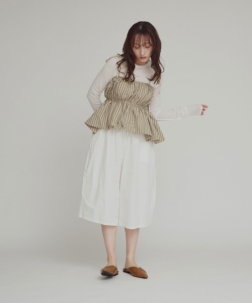 W:Huku(フーク)の「【W:Huku / ブロードストライプ】ペプラム ビスチェ キャミソール / Broad-Striped Peplum Camisole(キャミソール・レディース・ブラック/ブラウン/ブルー/ベージュ・FREE)」の20枚目の写真