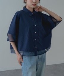 【SABUROKU】 軽やかな 透け感 が魅力の 半袖 ショート丈 シャツ