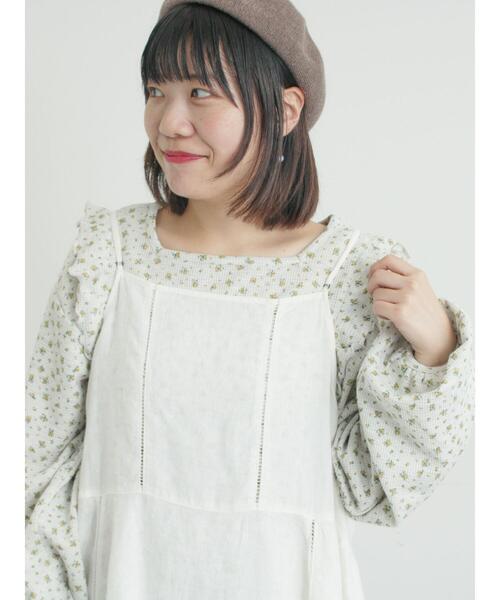 Samansa Mos2（サマンサ モスモス）の「ワッフルローズ柄前後2WAYカットソー（Tシャツ/カットソー・レディース・グレー/オフホワイト/ベージュ/ピンク・F）」の3枚目の写真