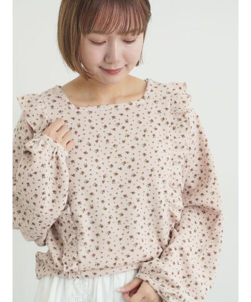 Samansa Mos2（サマンサ モスモス）の「ワッフルローズ柄前後2WAYカットソー（Tシャツ/カットソー・レディース・グレー/オフホワイト/ベージュ/ピンク・F）」の4枚目の写真