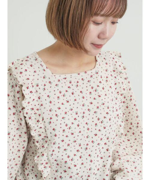 Samansa Mos2（サマンサ モスモス）の「ワッフルローズ柄前後2WAYカットソー（Tシャツ/カットソー・レディース・グレー/オフホワイト/ベージュ/ピンク・F）」の7枚目の写真