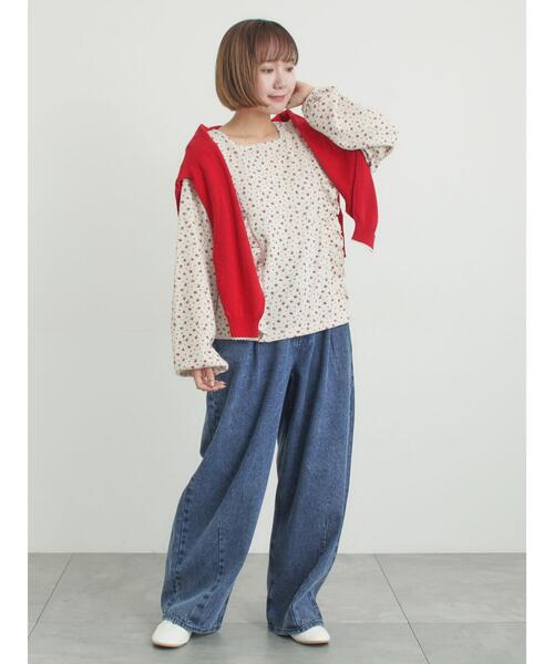 Samansa Mos2（サマンサ モスモス）の「ワッフルローズ柄前後2WAYカットソー（Tシャツ/カットソー・レディース・グレー/オフホワイト/ベージュ/ピンク・F）」の10枚目の写真