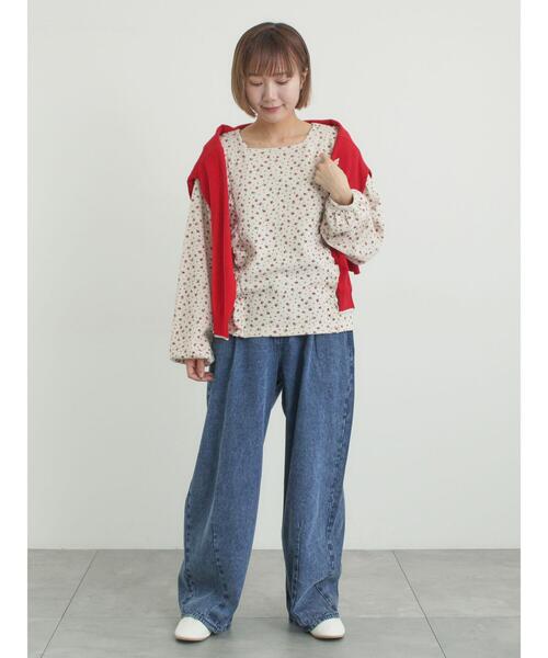 Samansa Mos2（サマンサ モスモス）の「ワッフルローズ柄前後2WAYカットソー（Tシャツ/カットソー・レディース・グレー/オフホワイト/ベージュ/ピンク・F）」の11枚目の写真