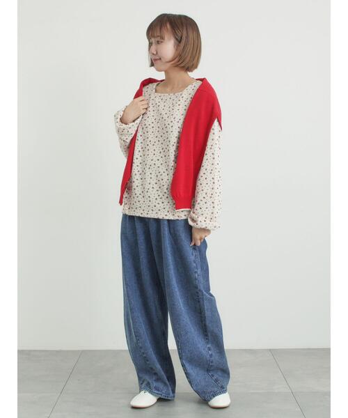 Samansa Mos2（サマンサ モスモス）の「ワッフルローズ柄前後2WAYカットソー（Tシャツ/カットソー・レディース・グレー/オフホワイト/ベージュ/ピンク・F）」の12枚目の写真