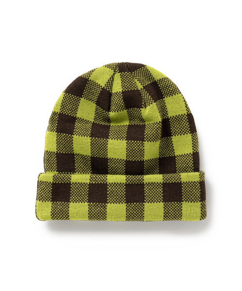 BOTT（ボット）の「BoTT / ボット Gingham Check Beanie（ニットキャップ/ビーニー・メンズ・グリーン系その他/オレンジ/ライトブルー・FREE）」の4枚目の写真