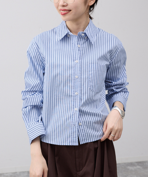 SLOBE IENA 今期新作GREEN BUTTER ストライプコットンシャツ GREEN BUTTER/グリーンバター Stripe Cotton Shirt（シャツ/ブラウス