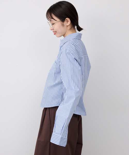GREEN BUTTER(グリーンバター)の「GREEN BUTTER/グリーンバター Stripe Cotton Shirt(シャツ/ブラウス・レディース・スカイブルー/アイボリー・FREE)」の6枚目の写真