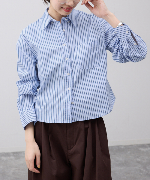 GREEN BUTTER(グリーンバター)の「GREEN BUTTER/グリーンバター Stripe Cotton Shirt(シャツ/ブラウス・レディース・スカイブルー/アイボリー・FREE)」の8枚目の写真