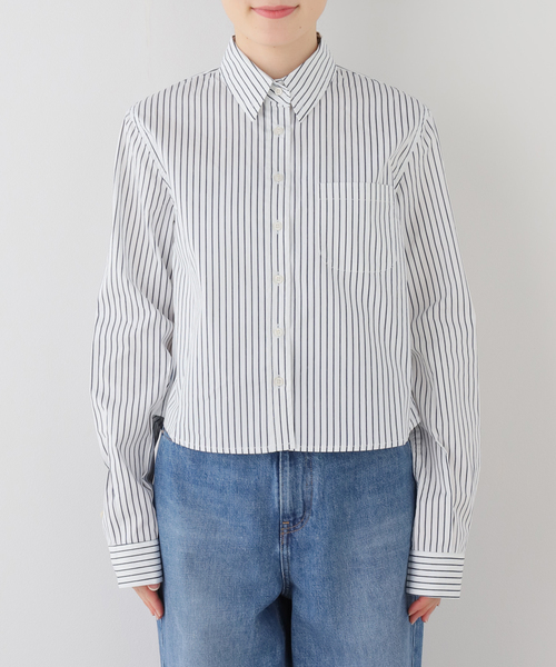 GREEN BUTTER(グリーンバター)の「GREEN BUTTER/グリーンバター Stripe Cotton Shirt(シャツ/ブラウス・レディース・スカイブルー/アイボリー・FREE)」の9枚目の写真