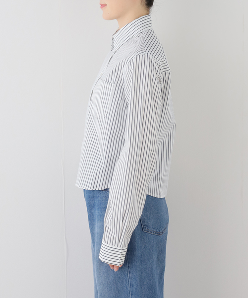 GREEN BUTTER(グリーンバター)の「GREEN BUTTER/グリーンバター Stripe Cotton Shirt(シャツ/ブラウス・レディース・スカイブルー/アイボリー・FREE)」の10枚目の写真