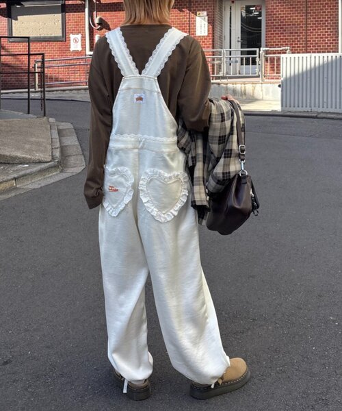 CIAOPANIC TYPY（チャオパニックティピー）の「【HELLO.SANFRANCISCO/ハローサンフランシスコ】レースサテンオーバーオール（サロペット/オーバーオール・レディース・ホワイト/ブラック・ONE SIZE）」の7枚目の写真