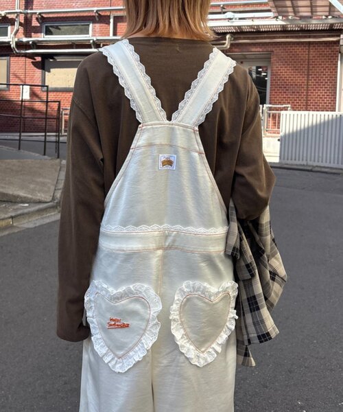 CIAOPANIC TYPY（チャオパニックティピー）の「【HELLO.SANFRANCISCO/ハローサンフランシスコ】レースサテンオーバーオール（サロペット/オーバーオール・レディース・ホワイト/ブラック・ONE SIZE）」の10枚目の写真