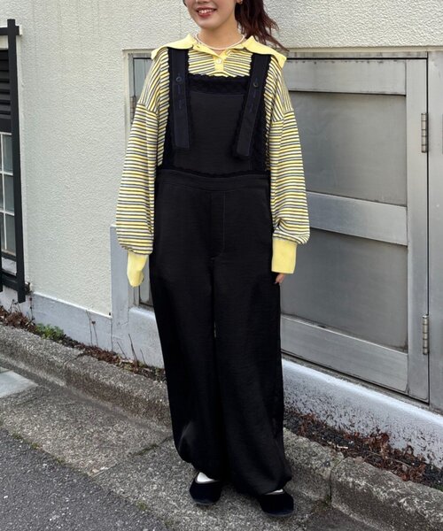 CIAOPANIC TYPY（チャオパニックティピー）の「【HELLO.SANFRANCISCO/ハローサンフランシスコ】レースサテンオーバーオール（サロペット/オーバーオール・レディース・ホワイト/ブラック・ONE SIZE）」の11枚目の写真