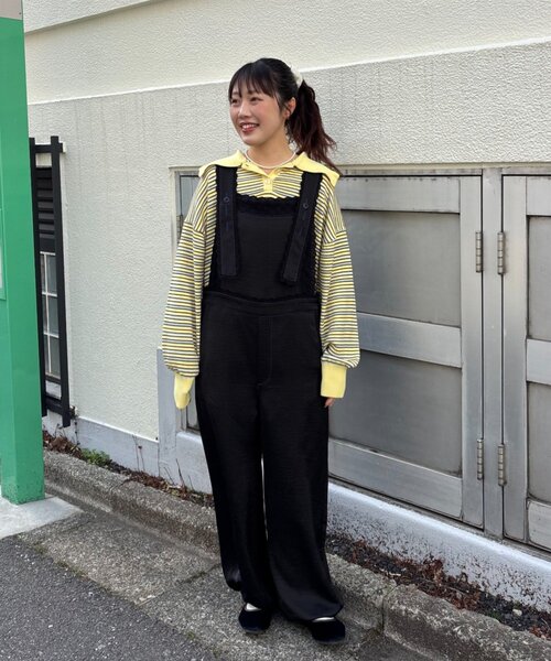 CIAOPANIC TYPY（チャオパニックティピー）の「【HELLO.SANFRANCISCO/ハローサンフランシスコ】レースサテンオーバーオール（サロペット/オーバーオール・レディース・ホワイト/ブラック・ONE SIZE）」の12枚目の写真