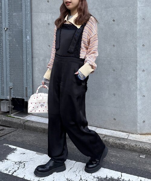 CIAOPANIC TYPY（チャオパニックティピー）の「【HELLO.SANFRANCISCO/ハローサンフランシスコ】レースサテンオーバーオール（サロペット/オーバーオール・レディース・ホワイト/ブラック・ONE SIZE）」の17枚目の写真