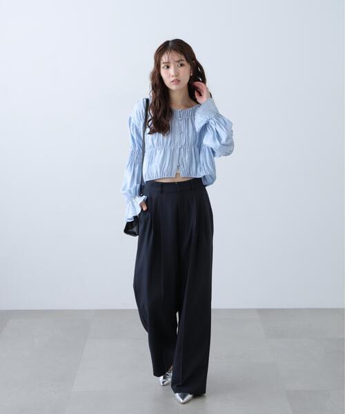 FREE'S MART（フリーズマート）の「◆梳毛調合繊タックワイドパンツ（その他パンツ・レディース・ネイビー/ブラウン/ベージュ・SMALL/X-SMALL/MEDIUM）」の10枚目の写真