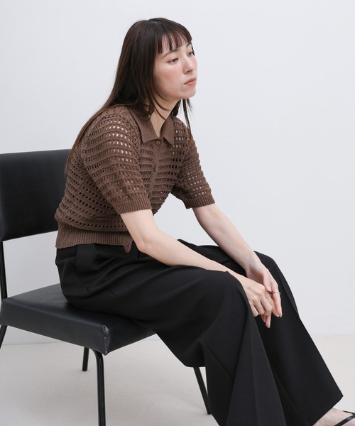select MOCA(セレクトモカ)の「ループヤーン襟付きサマーニットカーディガン(カーディガン/ボレロ・レディース・ベージュ/グリーン/グレー/ブラック/ブラウン・FREE)」の22枚目の写真