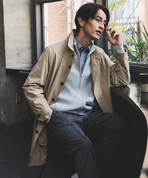 JUN STANDARD PICKS（ジュンスタンダードピックス）の「ナイロンストレッチスプリングコート/接触冷感/撥水（トレンチコート・メンズ・チャコールグレー/ネイビー/ベージュ・LL/L/M）」の13枚目の写真