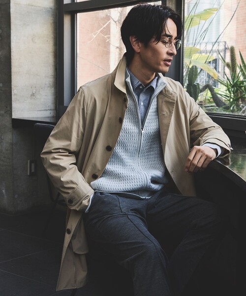 JUN STANDARD PICKS（ジュンスタンダードピックス）の「ナイロンストレッチスプリングコート/接触冷感/撥水（トレンチコート・メンズ・チャコールグレー/ネイビー/ベージュ・LL/L/M）」の14枚目の写真