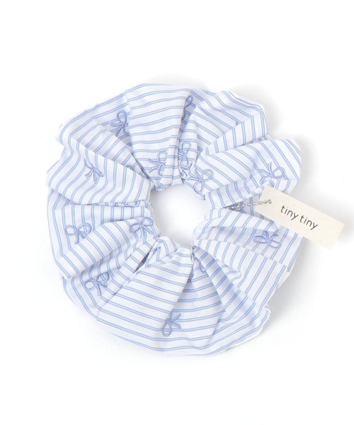 niko and...（ニコアンド）の「ストライプリボンシュシュ[tiny tiny(ティニーティニー)]（シュシュ・レディース・ブルー/ピンク・0）」の2枚目の写真