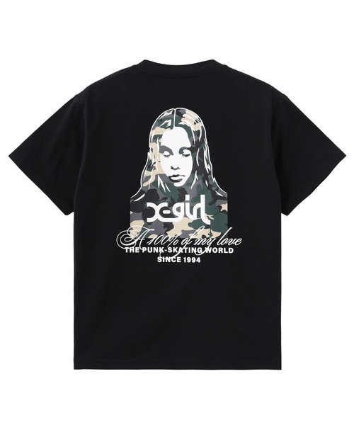 X-girl（エックスガール）の「HIBISCUS CAMOUFLAGE FACE S/S TEE（Tシャツ/カットソー・レディース・ブラック/ホワイト/ベージュ・S/M/L）」の2枚目の写真